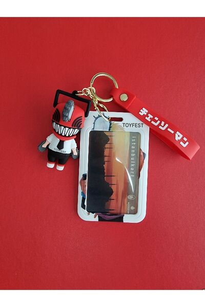 TOYFEST Chainsaw Man Japanese Anime Denji Figure Keychain Bag Accessory and Card Holder 2 in 1