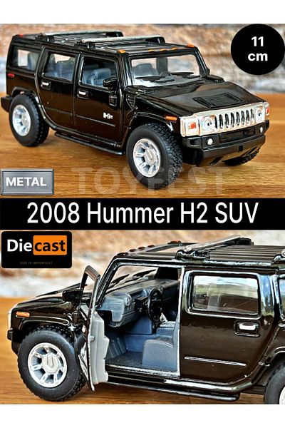 TOYFEST 2008 هامر H2 SUV سحب قطرة يموت - نموذج سيارة معدني مع أبواب مصبوبة قابلة للفتح - أسود 11.5 سم