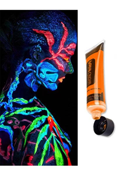 TOYFEST Karanlıkta Parlayan Neonlu Glow Parti Yüz Boyası - Turuncu - 1 Adet