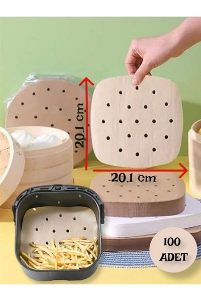 TOYFEST مقلاة هوائية مثقوبة ورق خبز مقاس 20 سم × 20 سم - 100 قطعة