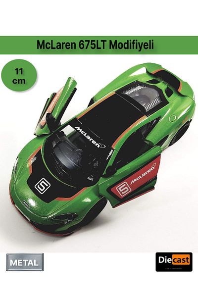 TOYFEST ماكلارين 675LT قالب سحب وقطرات معدل - نموذج سيارة معدني مع أبواب مصبوبة قابلة للفتح - أخضر 11.5 سم