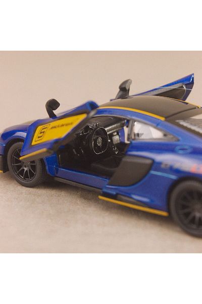 TOYFEST ماكلارين 675LT قالب سحب وقطرات معدل - نموذج سيارة معدني مع أبواب مصبوبة قابلة للفتح - أزرق 11.5 سم