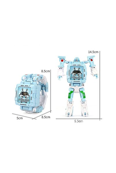 TOYFEST Tetris Oyunlu Transformers Robot Saat - Pastel Mavi