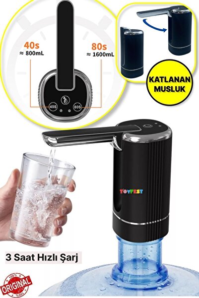 TOYFEST Zaman Ayarlı Katlanır Musluk 1200 MAH Bataryalı USB ile Şarj Olabilen...
