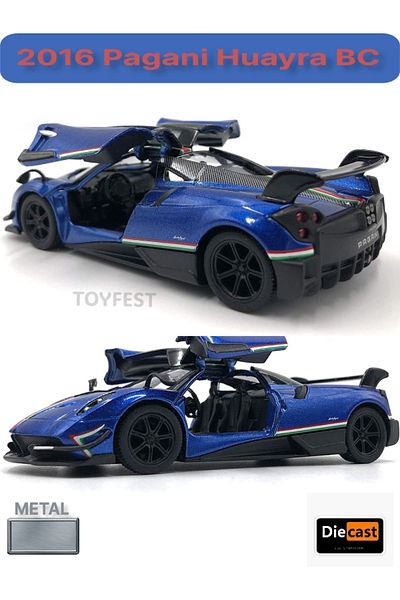 TOYFEST 2016 Pagani Huayra BC سحب قطرة يموت - نموذج سيارة معدني مع أبواب قابلة للفتح - أزرق 12.5 سم