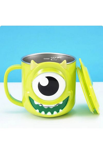 TOYFEST كوب ماء من الفولاذ المقاوم للصدأ منقوش عليه شخصية الوحش ثلاثية الأبعاد من كاواي، كوب قهوة
