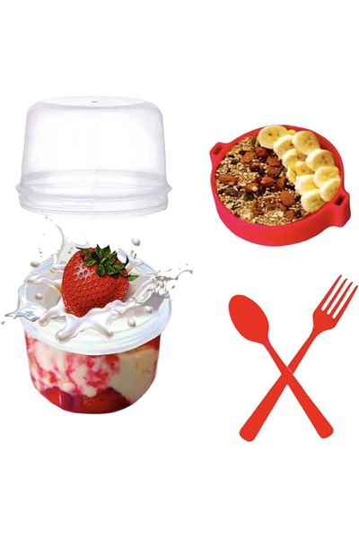 TOYFEST BPA Free Food Food Food & Breakfast with Fork & Spoon Lid Yogurt Muesli Salad Fruit Storage Container