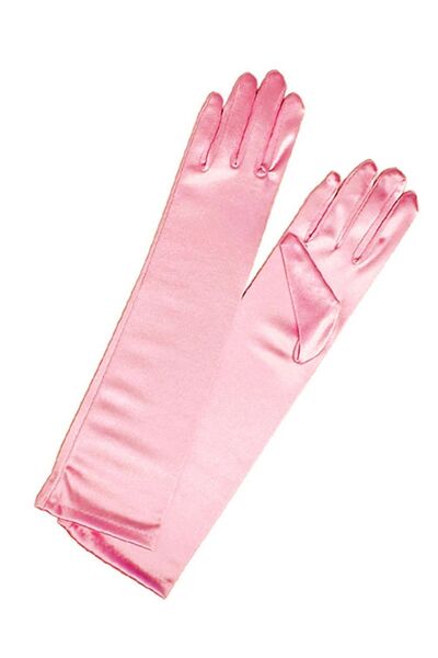 TOYFEST Μακρύ μέγεθος γυαλιστερά εύκαμπτα γάντια λύκρας 40 cm - 1 ζευγάρι - Ροζ