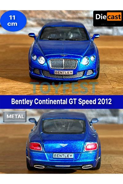 TOYFEST 2012 بنتلي كونتيننتال جي تي سبيد سحب قطرة أبواب قابلة للفتح موديل سيارة معدنية - أزرق 11.5 سم