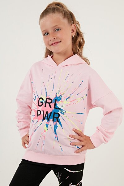 Lela Baskılı Kapüşonlu Cepli % 100 Pamuk Kız Çocuk Takım Takım 5922018