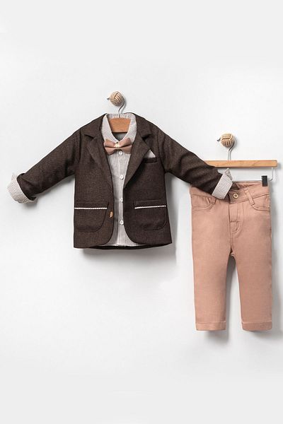 LULU Kids Elisa Boy's Suit - Set of 4 with Bow Tie and Slopet