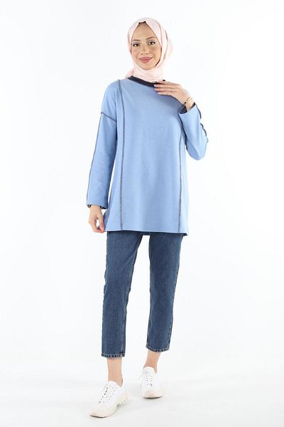 Plistre 2229_τριμμένο φούτερ Karyoka Stitched Basic Hijab