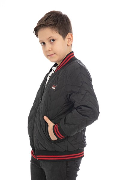 Firststops Erkek Çocuk  Kolej Yaka İçi Astarlı Su ve Rüzgar Geçirmez Fermuarlı Cep Mont Ceket