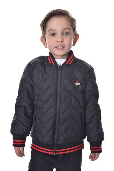 Montland Black Boy's Jacket - College Collar, Lined, Water and Windproof, Zippered Pocket Jacket