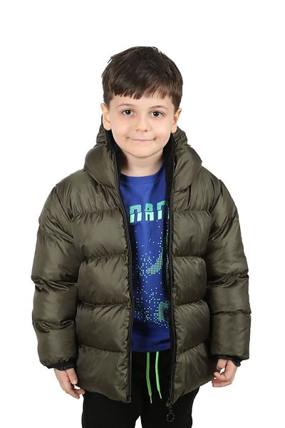 Montland Boy's Khaki Fleece Hooded Waterproof Wind Resistant Inflatable Winter Coat