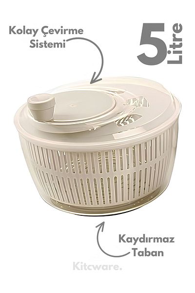 Kitcware 5 Liter Large Size Practical Fast Salad and Vegetable Dryer