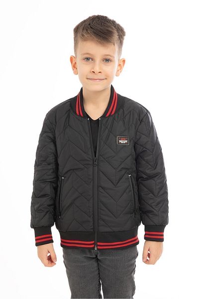 Royalside Black Boy's Jacket - College Collar, Lined, Water and Windproof, Zippered Pocket Jacket