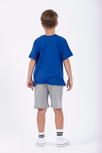 zepkids Crew Neck Short Sleeve GCSH Emblem Printed Saxe Color Boy's Suit