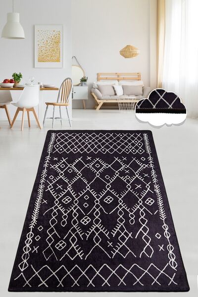 Chilai Home Chart Black Sıyah Dekoratif Özel Tasarım Modern Yıkanabilir Kayma...
