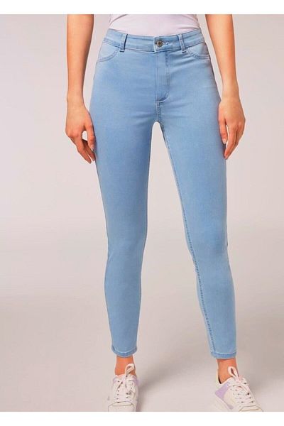 DRC trend Blugi skinny cu talie înaltă din Lycra albastru deschis (albastru gheață) (COLECTOR)