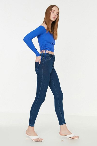 DRC trend Pantaloni skinny de culoare albastru închis