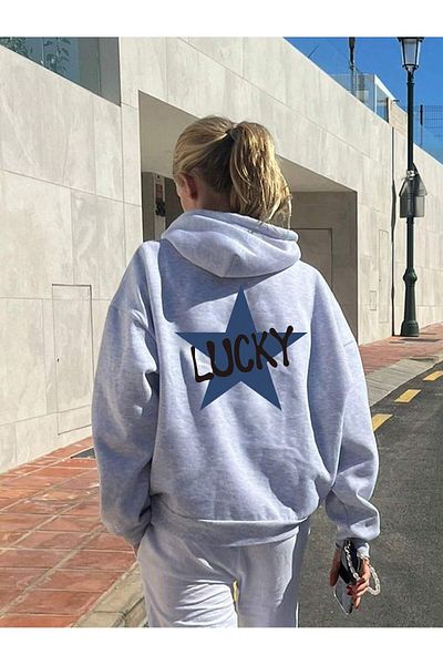 Mythologie Φούτερ Lucky Star με κουκούλα σε γκρι Oversize