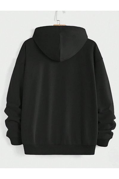 Mythologie New York Thick Cardigan - Μαύρη εμπριμέ καλοκαιρινή ζακέτα με φερμουάρ και τσέπη με κουκούλα