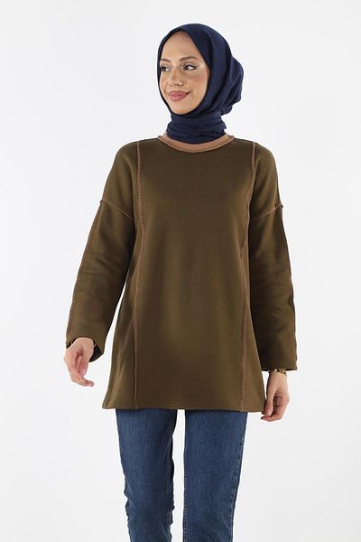 Plistre 2229_τριμμένο φούτερ Karyoka Stitched Basic Hijab