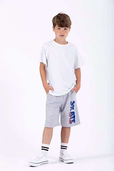zepkids Boy's Gray Skate Printed Capri