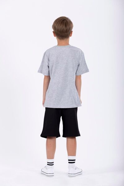 zepkids Crew Neck Short Sleeve Classic Collection Printed Gray Color Boy Capri Suit