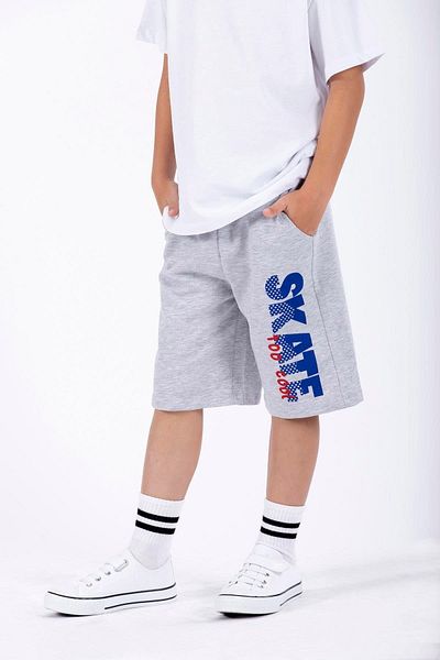 zepkids Boy's Gray Skate Printed Capri