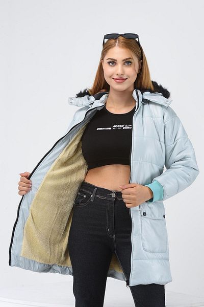 Go Veform Turquoise Children's Coat - Rain Color, Furry Inner Surface, Windproof Hood Avm151