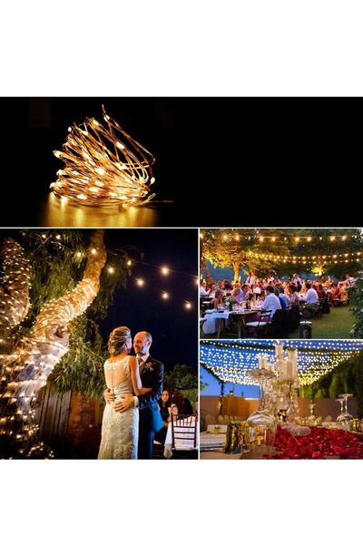 Mi-ÇA HOME Premium Kalite 20 Metre 8 Modlu Gün Işığı Güneş Enerjili 200 LED Dış Mekan Aydınlatma Şeridi