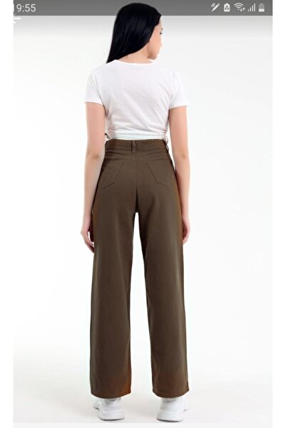 DRC trend Super High Waist Brown Lycra Palazzo Jeans - Wide Leg