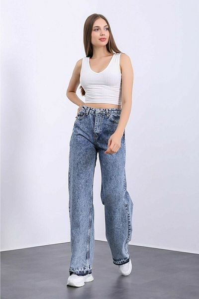 DRC trend Blugi din denim cu talie super înaltă pentru femei din anii '90 din Lycra Pantaloni Palazzo