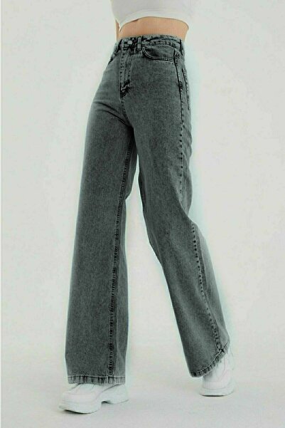 DRC trend Julyana Ash Gray Smoked Power Lycra Super High Waist Casual Jeans Palazzo Trousers