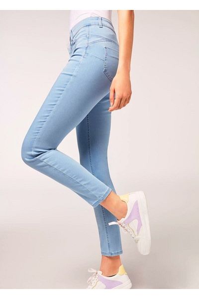 DRC trend Blugi skinny cu talie înaltă din Lycra albastru deschis (albastru gheață) (COLECTOR)