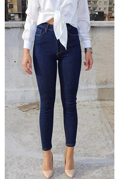 DRC trend Koyu Mavi Renk Solmaz Skinny Jeans Pantolon