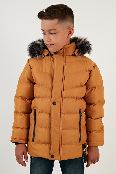 Lela Faux Fur Plush Lined Removable Hooded Coat Boy's Coat 5763028