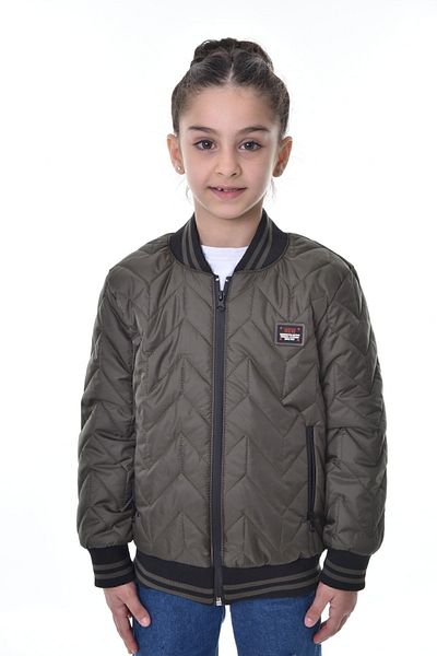 freemen Girl's Khaki College Collar Lined Water and Windproof Zippered Pocket Coat Jacket