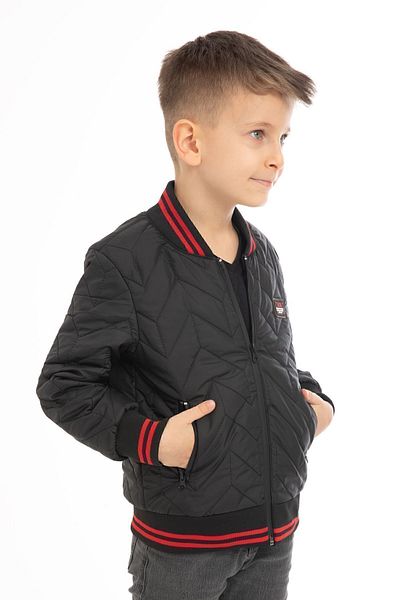 Royalside Black Boy's Jacket - College Collar, Lined, Water and Windproof, Zippered Pocket Jacket