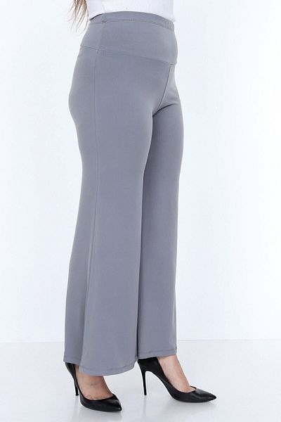 Palena Plna8203 - Sandy Long Palazzo Gray Trousers