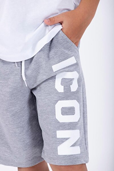 zepkids Boy Gray Capri - Icon Printed