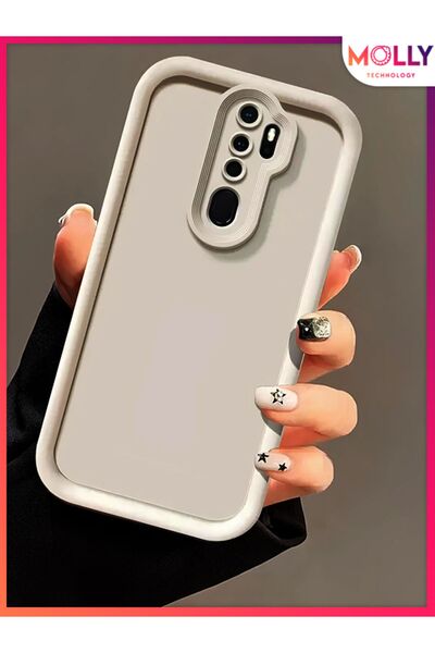 Molly Oppo A9 2020 İçin Bej Kenarları Kalın Pan Silikon Kılıf