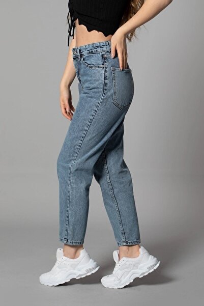 DRC trend Mavi Orta Kar More Likely Yüksek Bel Mom Jeans