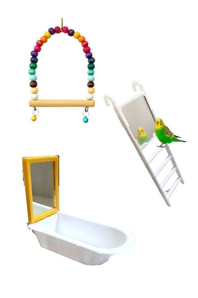 alişpet Swing Toy Set for Budgies and Parrots (Set Mirrored Ladder)