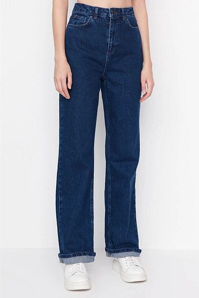 DRC trend Cesy Lycra Blugi de damă, albastru închis, cu talie super înaltă, pantaloni palazzo
