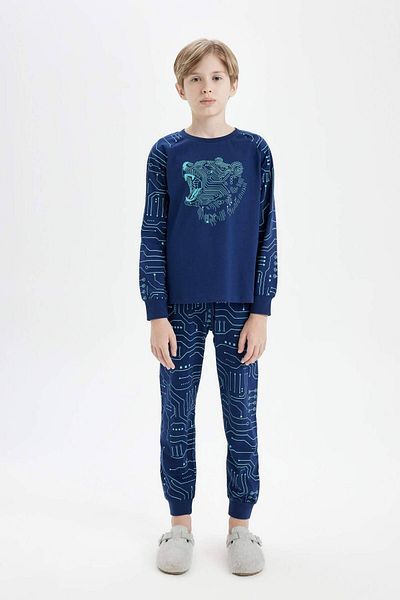 DeFacto Boy's Printed Long Sleeve Pajama Set - Dfc