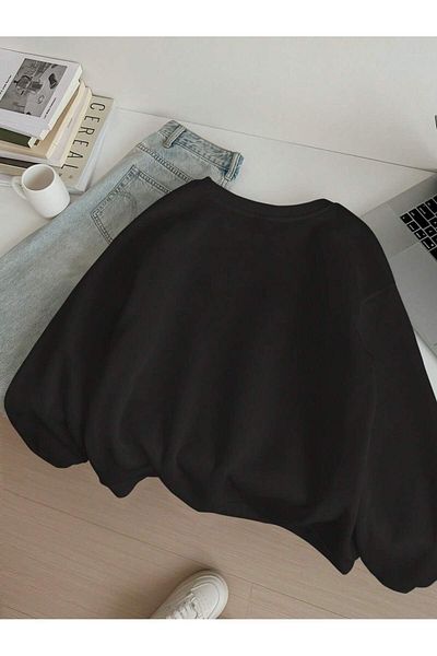 Mythologie Суитшърт Cherry Happy Oversize - Черен с кръгло деколте