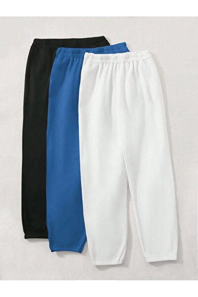 Trendglow 3-pack La Chicago Usa Printed Jogger Sweatpants - Μαύρο Sax Μπλε Λευκό Καουτσούκ Πόδι Ψηλόμεσο Καλοκαίρι